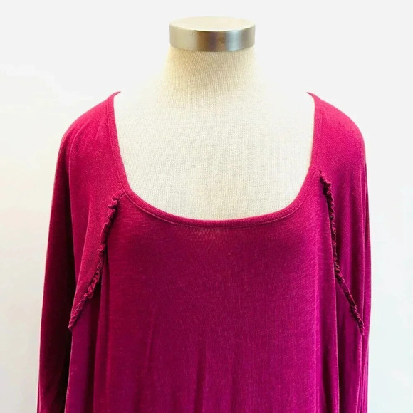 NWT LAUREN CONRAD Women Long Sleeve Pullover Scoop Neck Red Shirt Plus Size 4X - Picture 2 of 13